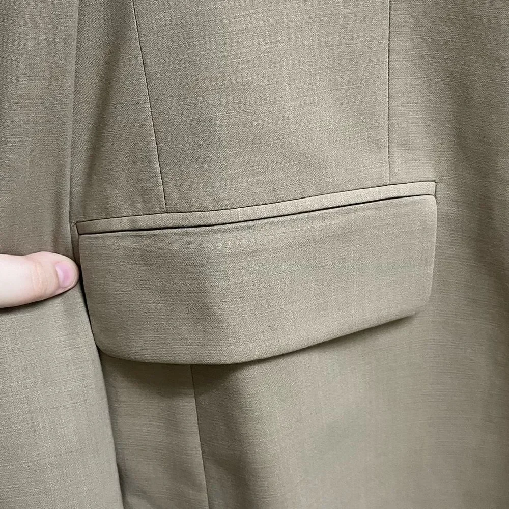 Oscar De La Renta Perfect Press 100% Wool Tan Blazer SZ 40R W34